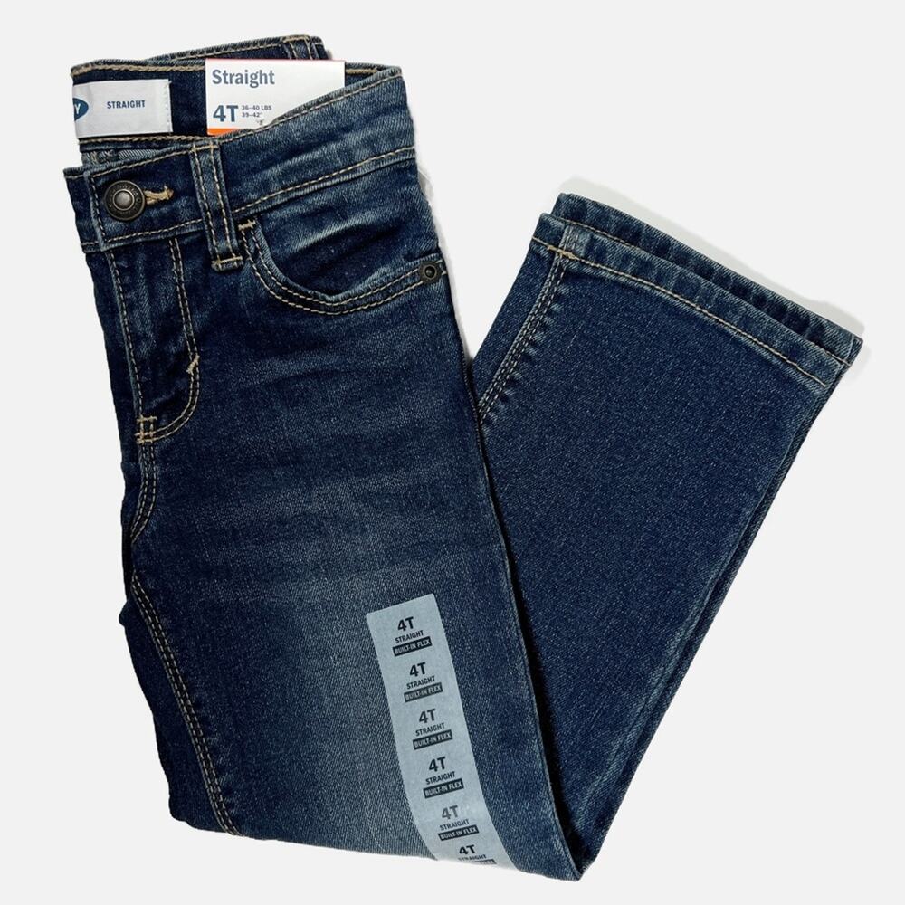 NWT Old Navy Straight Jeans Boys 4T Built-In Flex Dark Wash